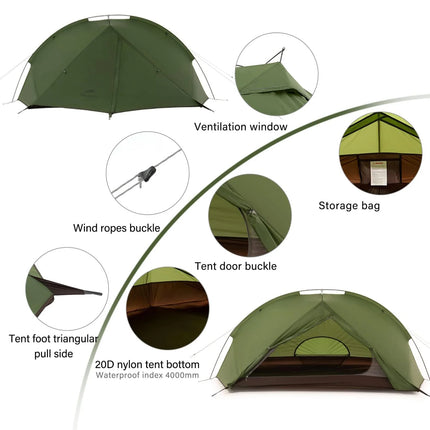 NATUREHIKE TAGAR™ 1-PERSON ULTRALIGHT BACKPACKING TENT