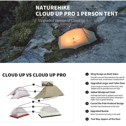 Naturehike CLOUD UP™ PRO 1-PERSON ULTRALIGHT BACKPACKING TENT