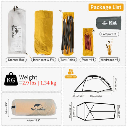 Naturehike Cloud Up™ EXT 2-Person Ultralight Backpacking Tent