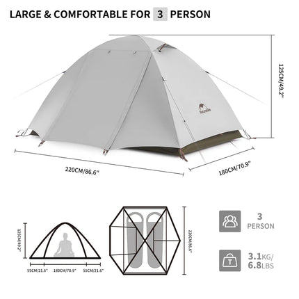Naturehike Cloud River™ 3-Person Backpacking Tent
