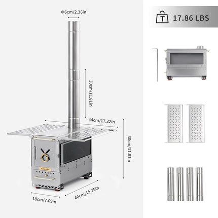 Naturehike Icefield Tabletop Hot Tent Stove with Chimney