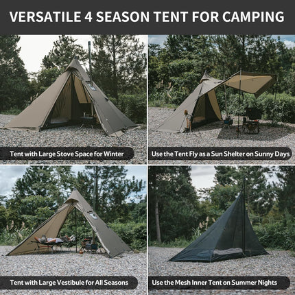 Naturehike Ranch Fire™ 4-Person Pyramid Hot Tent