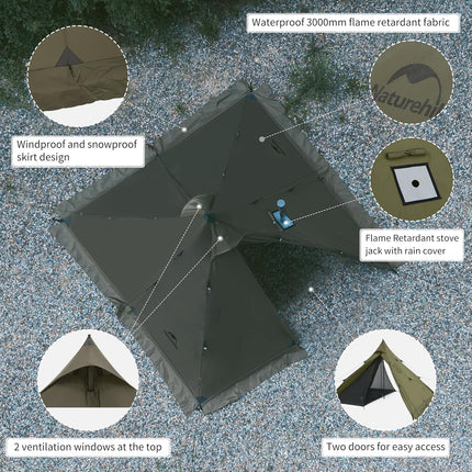 Naturehike Ranch Fire™ 4-Person Pyramid Hot Tent