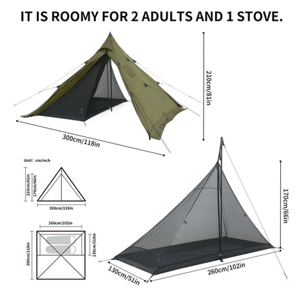 Naturehike Ranch Fire™ 4-Person Pyramid Hot Tent