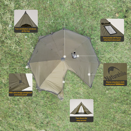 Naturehike Ranch Fire™ 6-Person Octagonal Hot Tent
