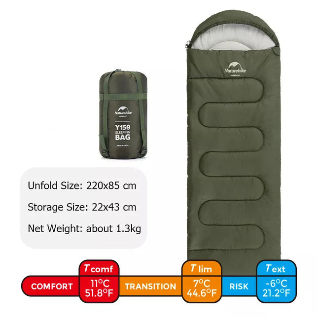 Naturehike Y150L Round Bottom Hooded Envelope Cotton Sleeping Bag