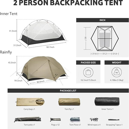 Naturehike Mongar™ UL 2-Person Ultralight Backpacking Tent